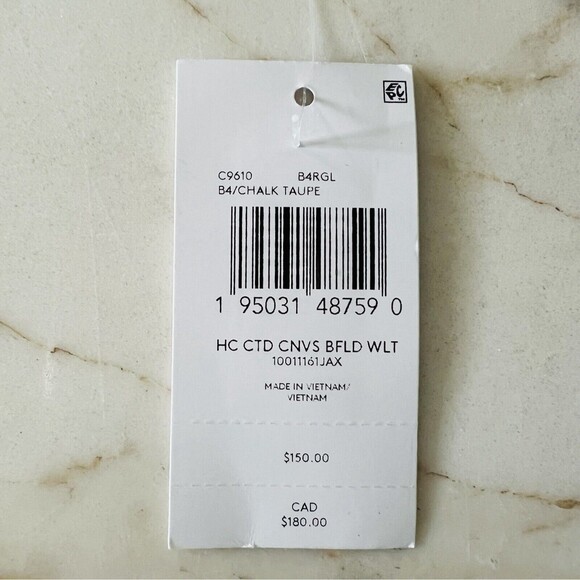 COACH Chalk Taupe Canvas Horse & Carriage Bifold Mini Wallet - Picture 9 of 9